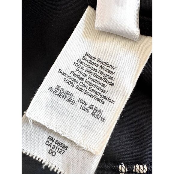 Pure DKNY Asymmetrical Black Silk Dress NWT Sleeveless Mixed Print size Large - Picture 10 of 11